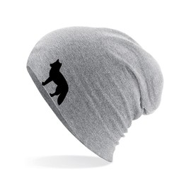 Huuraa Beanie Fox Silhouette Unisex Hat Size with Motif for All Animal Lovers Gift Idea for Friends and Family, heather grey