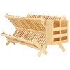 Elama 2-Tier Collapsible Kitchen Bamboo Drying Dish Rack, Collapsible Dish