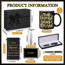 Shellwei 6 Pcs Retirement Gifts for Men 11 oz Mug Leather the Legend Has Retired Notebook Metal Bookmark Pen with Box and 1 Refills Greeting Card Box Happy Retirement Gifts for Him Dad Boss Retirees