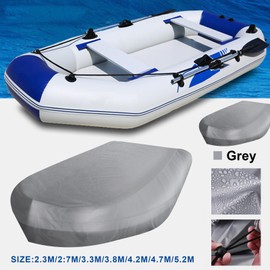 Boat Tarpaulin, Inflatable Boat, 210D Oxford Fabric Tarpaulin, Waterproof, Dustproof, UV-Resistant, Tear-Resistant Tarpaulin Cover, Protect Kayak, Canoe, Fishing Boat (Grey, 330 x 94 x 46 cm)