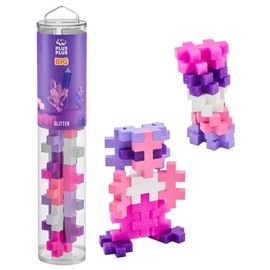 PLUS PLUS Big – 15 Piece Glitter Mix – Construction Building Stem/Steam Toy, Interlocking Large Puzzle Blocks for Toddlers and Preschool, Open Play Tube