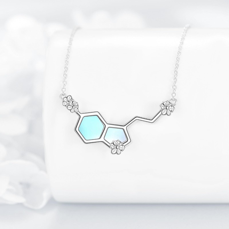 ONEFINITY Serotonin Molecule Necklace For Women 925 Sterling Silver Happiness