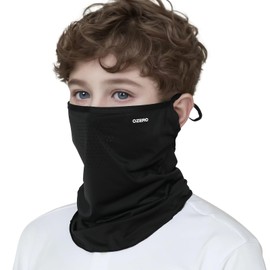 [OZERO] 【肌触り の極薄素材・美容アドバイザー協力開発】 フェイスカバー uvカット 耳掛け 長さ調整可能 冷感 UPF50+測定済み 夏用 首カバー メンズ レディース ［日焼け防止 弾力 速乾 柔軟 肌に優しい 息苦しくない 洗える］ アウトドア スポーツ フリーサイズ ブラック