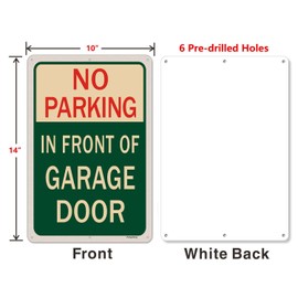 No Parking in Front of Garage Door Signs 14 x 10 Inches Do Not Block Garage Signs No Parking Gate Signs Metal Reflective Sturdy Rust Aluminum Waterproof Easy to Install