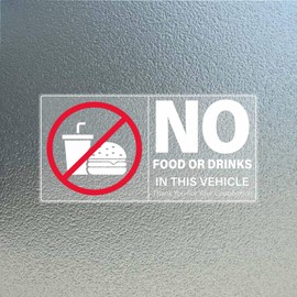 YIKIADA No Food Or Drinks in This Vehicle Sticker 4×2 Inches Self Adhesive Sign Vinyl Waterproof Decal Warning Label for Car Taxi Window 10 Pack