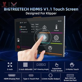 BIGTREETECH HDMI5 V1.1 5 Inch Display Large for 3D Printer, IPS LCD Display 800 x 480 for Raspberry Pi 4B/3B, BTT PI V1.2 Compatible with SKR Mini E3 V3.0/Octopus/SKR V1.4 Turbo for Running Clipper