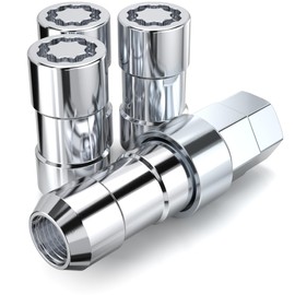 White Knight MG40910XLAM Chrome M14x1.50 Thread Size (1.97" L) Conical Seat Socket Type Wheel Locks, 4 Pack