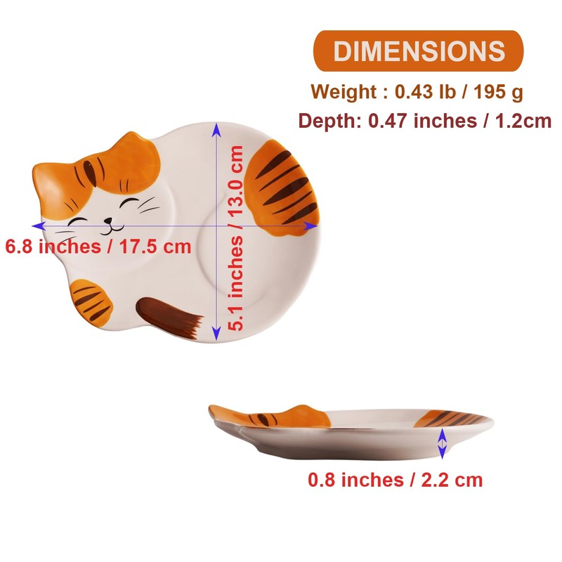 Cat Shaped Ceramic Plate – 6.8 x 5.1 inch Small
