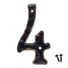 House Address Number, 5.5 Inch, Solid Cast Iron Metal Door Gate Number (Number 4)