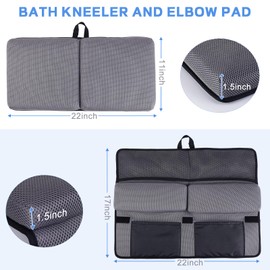 JOY ANAN Baby Bath Kneeler and Elbow Rest Pad Set - Baby Bath Support for Knees and Elbows - Baby Bath Essential Kneeler Pad with Memory Foam and Bath Toys Organizer