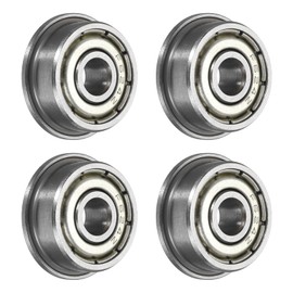 sourcing map F624ZZ Flanged Ball Bearing, 4pcs 4 x 13 x 5 mm Chrome Steel Double Shielded ABEC3 ZV2 Flange Bearings