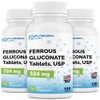 Puregen Labs Ferrous Gluconate 324 mg [High Potency] Iron Supplement,
