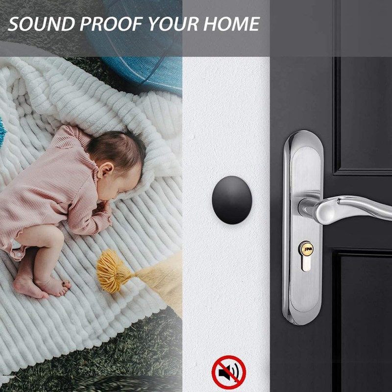 Topes de Puerta Autoadhesivos de Silicona Negro, Protector de Pared
