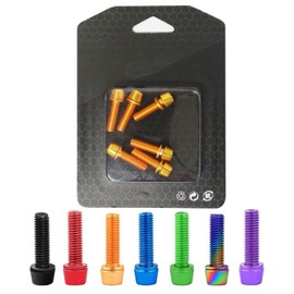 LEAUNGYOO 6pcs Stainless Steel Titanium Plated Hex Socket Bicycle Bolts Bike Stem Hex Bolts for Stem Bolts with Washers Taper Head M5x18mm M5x 23mm Bicycle Motorcycle Wheel License Plate Mounting