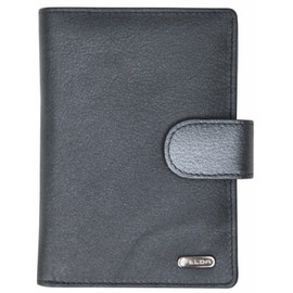 FELDA Leather Wallet GIF, Ladies Genuine Leather Large Purse Bag- RFID Protection Wallet and 23 Card Slot Organiser, Real Leather Wallet with Zipped Coin Section Purse (Metallic Navy)