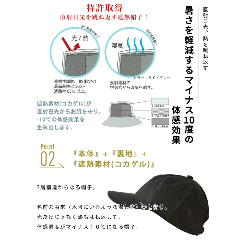 [カジュアルボックス] 99.9% UVカット 遮熱 コカゲル キャップ [ フリーサイズ / 24.
