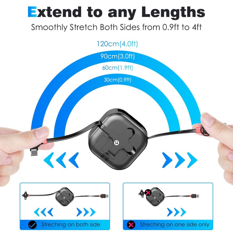 ASICEN Charging Cable Winding Multi Charging Cable, MFi Certified, Retractable