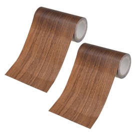 M METERXITY 2-Rolls Wood Grain Repair Tape, 3.9inch x 15ft Self-Adhesive Wood Floor Tape, Realistic Textured Repair Patch, Contact Paper for Furniture/Floors/Home Decor [Dark Brown]