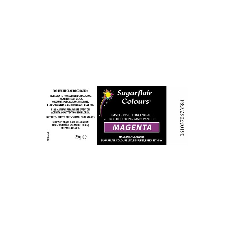 Sugarflair MAGENTA Purple Pastel Paste Gel Edible Food Icing Colouring