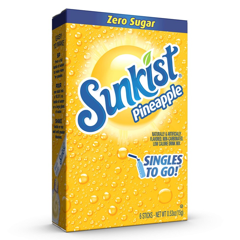Sunkist Soda Pineapple Singles To Go Drink Mix, 0.53 OZ,