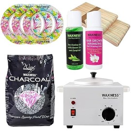 Waxness Premium Luxury Polymer Blend Charcoal Waxing Kit with 1.1 Pound Wax Bag