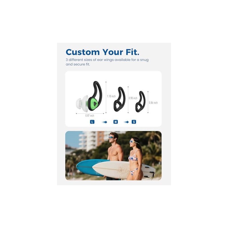 Hearprotek tapones para los oídos de silicona impermeables para natación,