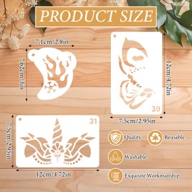 46 Pcs Face Paint Stencils, Reusable Face Painting Stencils for Body Facial Art DIY Makeup, Paint Templates with Rings for Party Festival Birthdays