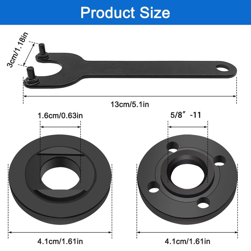 3 Pcs Angle Grinder Nut Angle Grinder Wrench Kit, 5/8-11