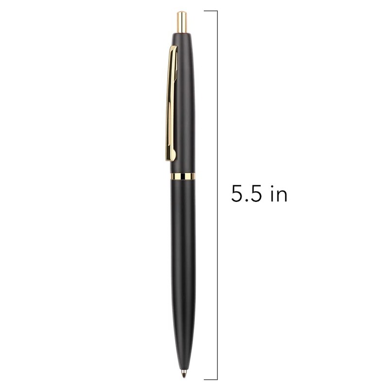 Unibene 6 Pack Black & Gold Click Ballpoint Pens -1.0mm