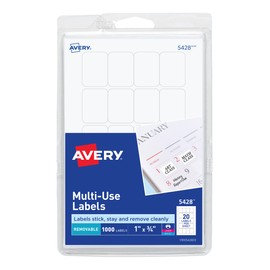 Avery Self-Adhesive Removable Labels, 0.75 x 1 Inches, White, 1000 per Pack, Pack of 1 (05428)