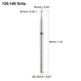 HARFINGTON 13pcs 120-140 Grits Diamond Grinding Bit 1mm Ball Head 2.35mm Shank 1mm Length Stone Sanding Drill Bits Rotary Tool for Ceramic Glass Nails Grinding Polishing