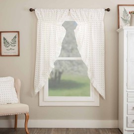 Piper Classics Abigail - Cortinas de pradera, juego de 2 guirnaldas, 63 pulgadas de largo, blanco roto con puntos rojos