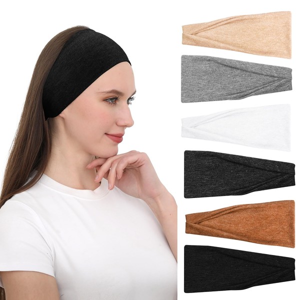 RITOPER Headbands for Women Non Slip, Wide Workout Headbands Cotton