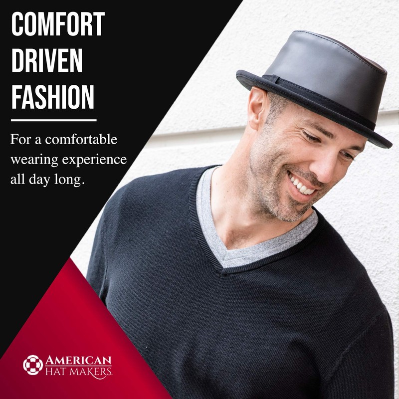 American Hat Makers Soho Leather Fedora — Black, Small