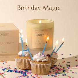 Benevolence LA Birthday Magic Scented Soy Candle | 10 oz, 40-50 Hour Burn | Birthday Candles | Happy Birthday Candle | Birthday Candle for Women | Long Lasting Scented Birthday Candle
