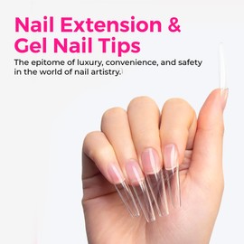 LLBA Soft Gel Nail Tips - 360Pcs Soft Gel Nail Extension Tips, 12 Sizes Clear Full Cover Fake Nails for Nail Extension, Long-Lasting Salon Quality, Natural Look & Comfortable Wear (Coffin, Long)