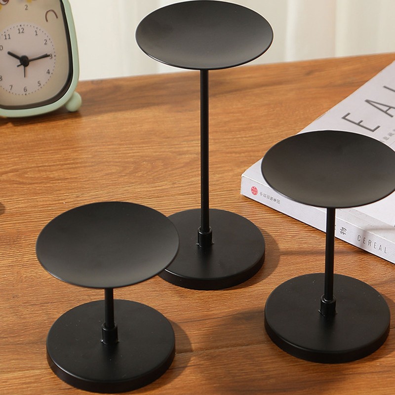 3pcs Pillar Candle Holder Black Double Sided Black Piano Paint