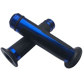 MotorToGo 7/8" CNC Aluminum Blue Handlebar Gel Grips with End Caps for 2005 Yamaha YZF R1 T/C Raven