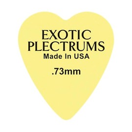 Exotic Plectrums Delrin Yellow Guitar Or Bass Pick - 0.73 mm Medium Gauge - Premium Made In USA - 323 Heart Shape - 6 Pack