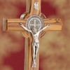 KASSIS Olive Wood St. Benedict Cross for Hanging Benedict Cross
