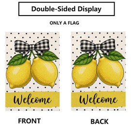 Summer Garden Flag Polka Dot Welcome Lemon 12 x 18 Inch Double Sided Outside Yard Outdoor Decoration