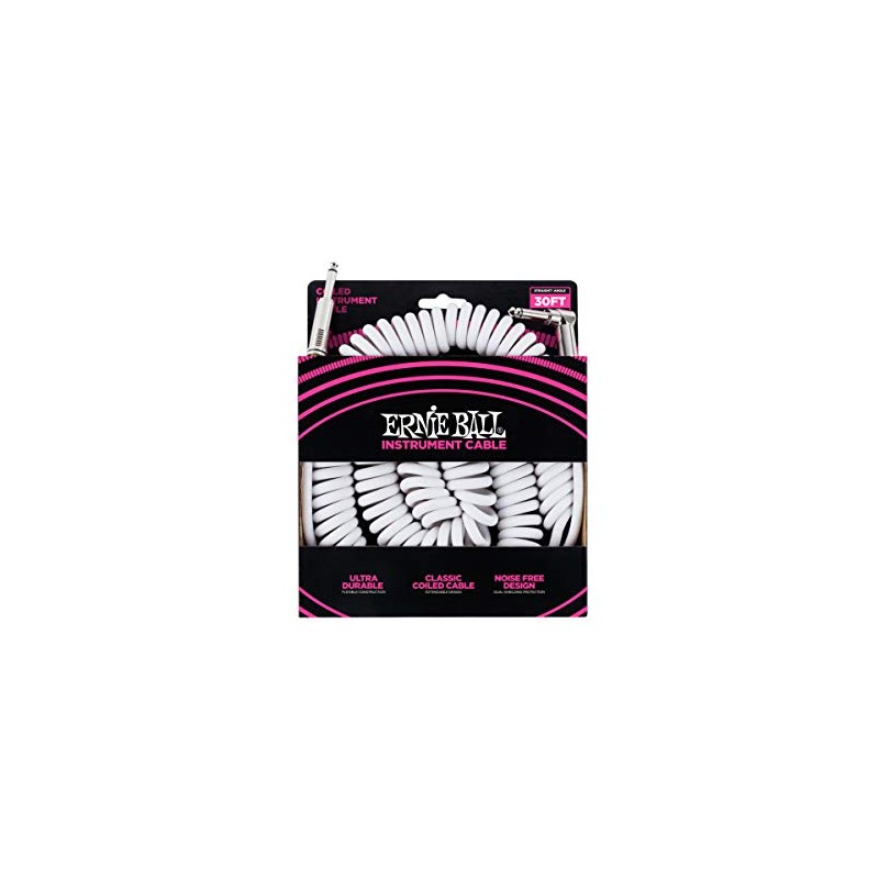 Ernie Ball - Cable en espiral para instrumentos, recto/acodado, 9,1