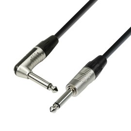 Adam Hall Cables 4 Star IPR 0600 Instrument Cable, Rean 6.3 mm Angled Jack Plug Mono to 6.3 mm Jack Plug Mono, Black, 6 m