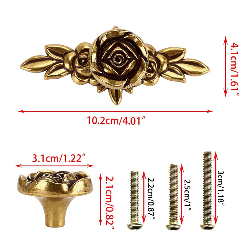 JUXYES Pack of 5 Euro Rose Decorative Cabinet Knobs with