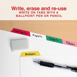 Staples Large Tab Write & Erase Paper Dividers, 5‑Tab, Multicolor, Reinforced Binder Index Dividers