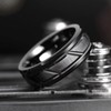 King Will Classic Mens 8mm Black Tungsten Carbide Wedding Band