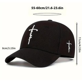 Christian Faith Hat - Faith Cross - Proudly Display Your Love and Devotion for Jesus - Comfortable - Adjustable (Black/White), Black/White, One Size