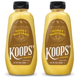 Koops' Honey Mustard – Gourmet Mustard, Gluten-Free, Kosher, Made in USA, From Quality Mustard Seeds, Honey Mustard Sauce – 12 Oz, Pack of 2