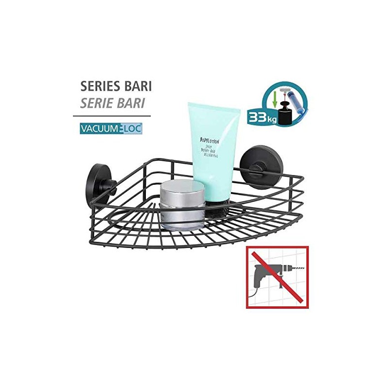 WENKO Vacuum-Loc Bari Corner Shelf, Wall Shelf in Loft Style,