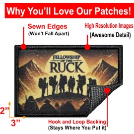 Fellowship of The Ruck Morale Patch – 2x3 Hook and Loop Tactical Patch by Redheaded Productions | Rucking Patches Inspired by The Lord of The Rings |LOTR Patches for Backpacks